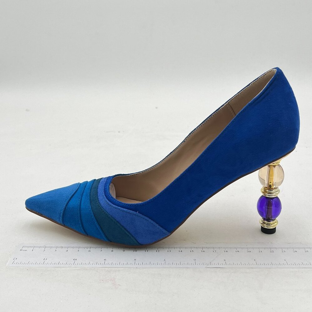Fowt Blue Gradient Wave Pattern Pointed Toe Jewel… - image 1